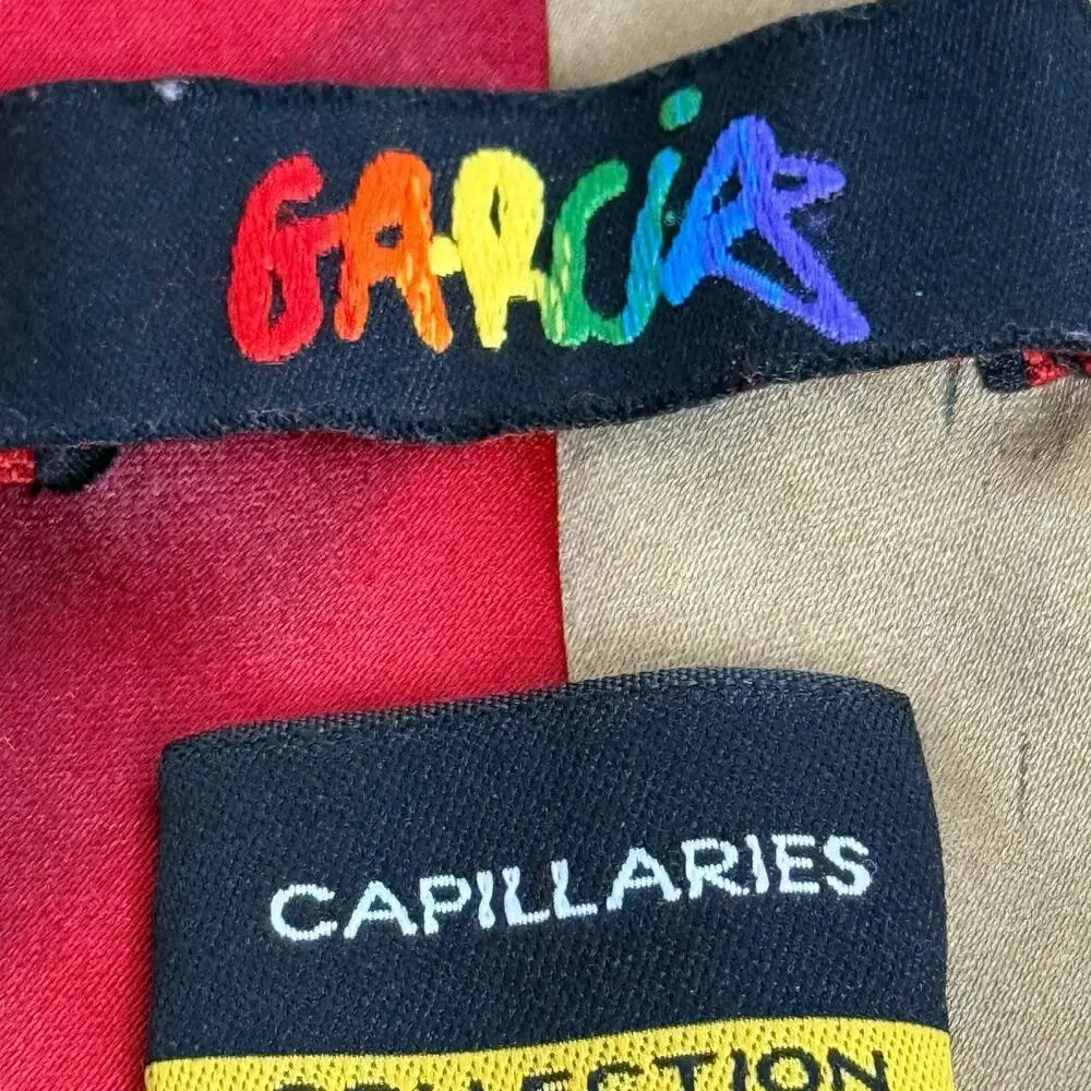 J Jerry Garcia Capillaries Collection 52 Satin Red Abstract Print Neck Tie 3.25